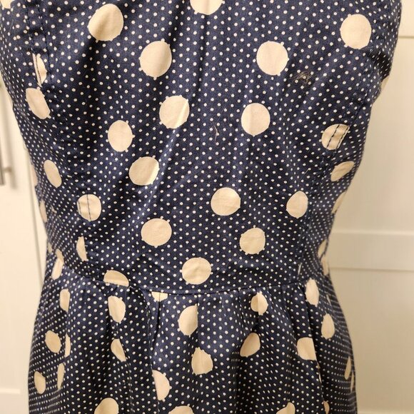The Limited Size 4 NWT Blue and tan polka dot strapless dress - Picture 2 of 9